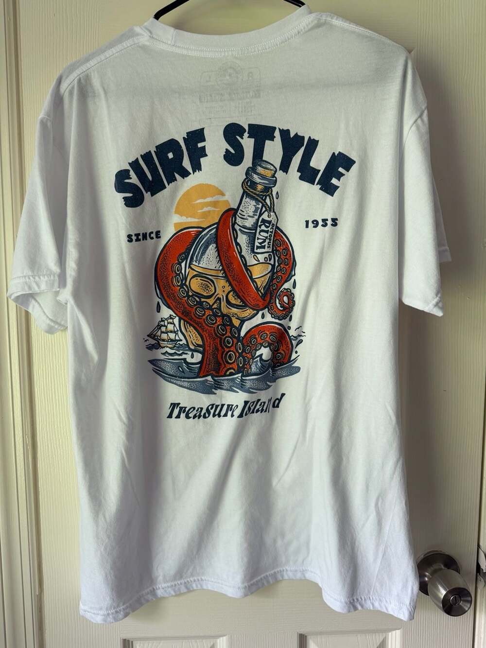 The Duck Company Octopus Rum Surf Style Treasure Island T-Shirt White L